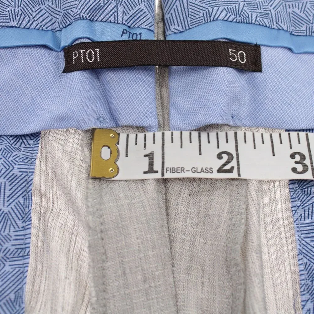 PT01 NWT Flat Front Dress Pants Size 50 34 US Solid Light Gray Melange 100% Wool - Picture 7 of 11